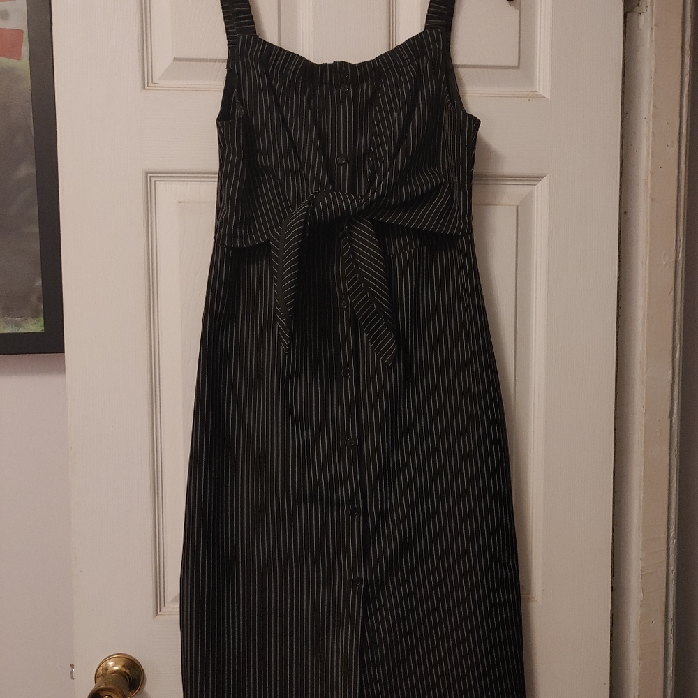 Pinstripe button down dress